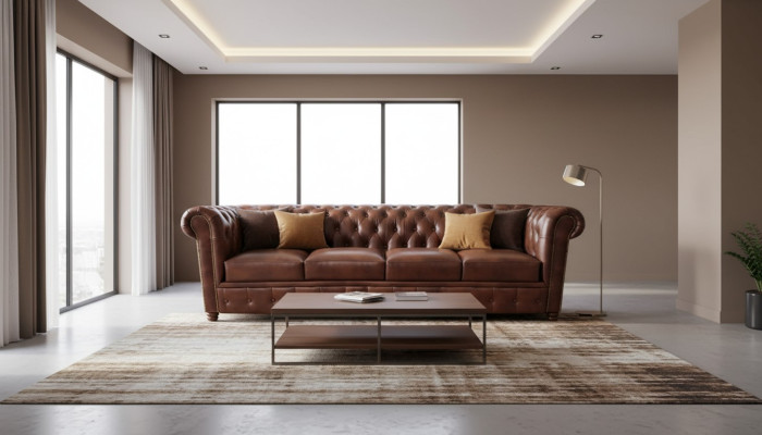 Wohnzimmer Sofa Viersitzer Couch Polstermöbel Ledersofa Chesterfield