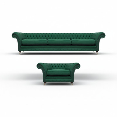 Luxus Textil Stoff Sofa Dreisitze Einrichtung Wohnzimmer Sessel Chesterfield