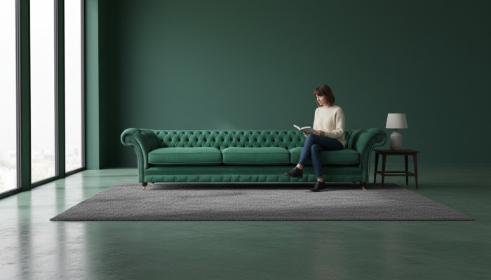 Wohnzimmer Sofa Dreisitze Couch Textil Stoff Einrichtung Luxus Chesterfield