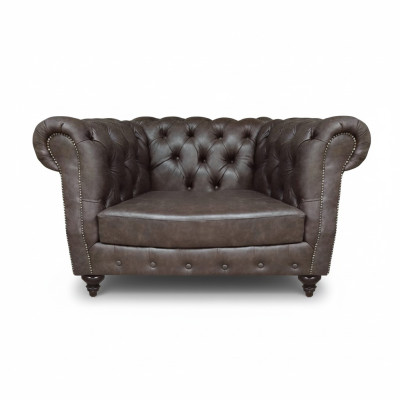 Sessel Wohnzimmer Braun Einrichtung Couch Polstermöbel Leder Sitz Chesterfield