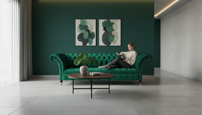 Luxus Sofa Viersitzer Couch Chesterfield Grün Wohnzimmer Sitz Möbel Neu