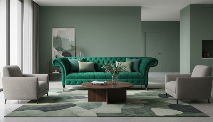 Luxus Sofa Viersitzer Couch Chesterfield Grün Wohnzimmer Sitz Möbel Neu