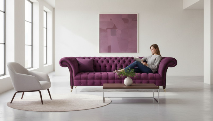 Luxus Textil Möbel Sofa Viersitzer Couch Einrichtung Polstermöbel Chesterfield