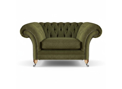 Luxus Sessel Modern Grün Wohnzimmer Polstermöbel Textil Sitz Chesterfield