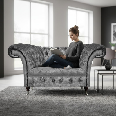 Neu Grau Sessel Luxus Textil Polstermöbel Modern Chesterfield Sitz Wohnzimmer