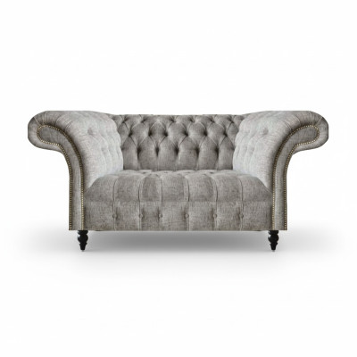 Design Sofa Couch Zweisitzer Grau Sitzmöbel Wohnzimmer Einrichtung Chesterfield