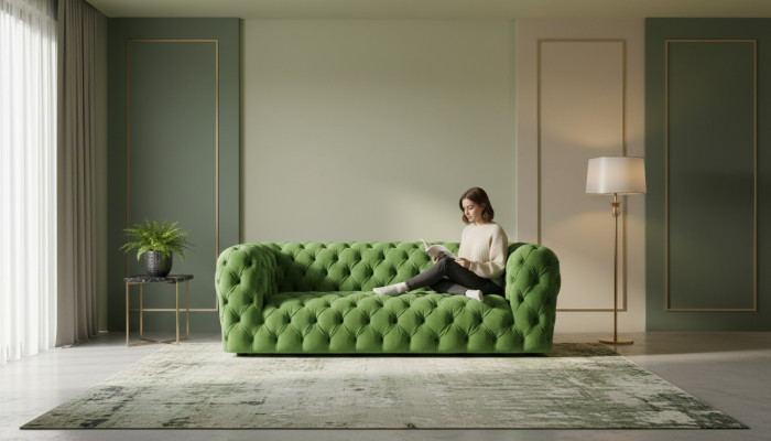 Modern Luxus Sofa Couch Dreisitze Einrichtung Chesterfield Polstersofa