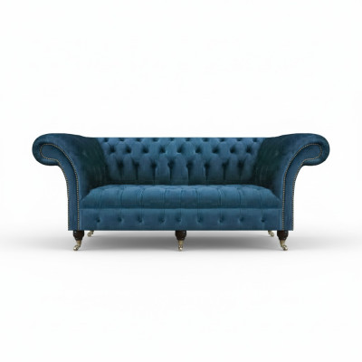 Blau Textil Chesterfield Dreisitze Sofa Couch Sitzmöbel Designer Modern Neu