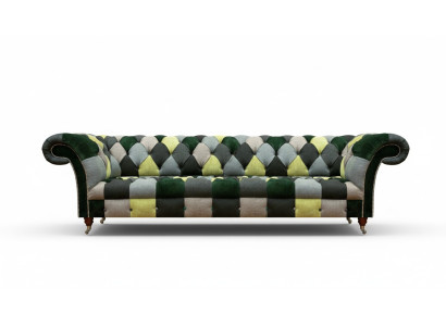 Modern Sofa Viersitzer Mehrfarbig Wohnzimmer Couch Sitzmöbel Textil Chesterfield