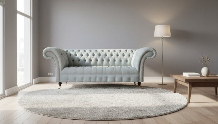 Hellgraue Chesterfield Polstermöbel Wohnzimmer 3-Sitzer Couch Edle Möbel