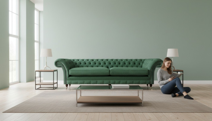 Chesterfield Grüner Zweisitzer Wohnzimmer Luxuriöser Zweisitzer Möbel