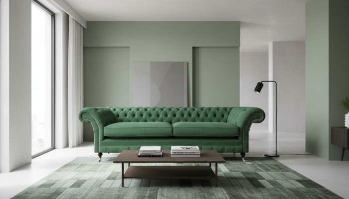 Chesterfield Grüner Zweisitzer Wohnzimmer Luxuriöser Zweisitzer Möbel