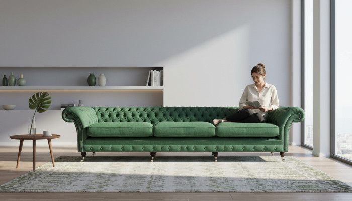 Chesterfield Dunkelgrüne Couch Moderner Polster 3-Sitzer Luxus Möbel