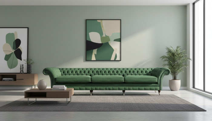 Chesterfield Dunkelgrüne Couch Moderner Polster 3-Sitzer Luxus Möbel
