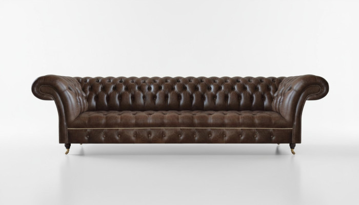 Braunes Ledersofa Chesterfield 4-Sitzer Couch Moderne Leder Sitzmöbel