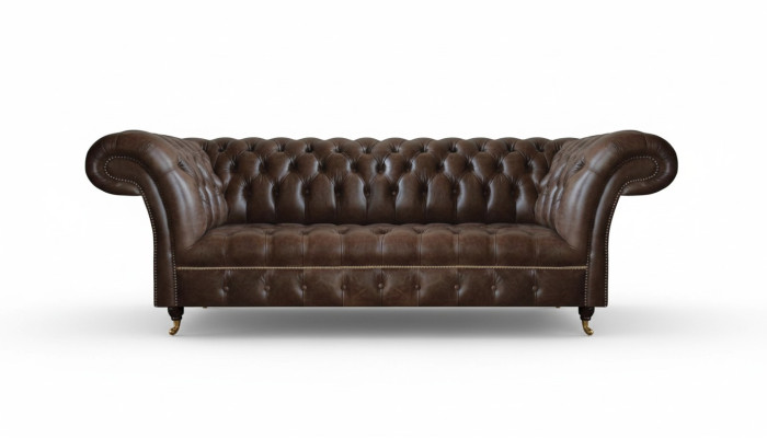 Braunes Chesterfield Ledersofa Wohnzimmer Couchen Designer Robuste Möbel