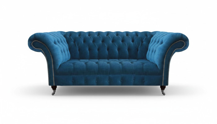 Blaue Chesterfield Luxus Couch Wohnzimmer Textilsitzer Edler Dreisitzer