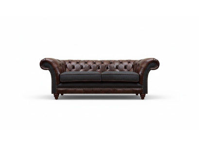 Braun-Grauer Chesterfield Edler Zweisitzer Wohnzimmer Polstercouchen Braun-Grauer Chesterfield Edler Zweisitzer Wohnzimmer Polstercouchen