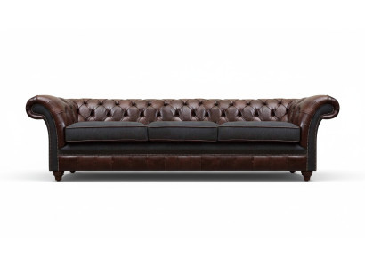 Braun-Grauer Chesterfield Dreisitzer Wohnzimmer Polstersofas Luxus Couch