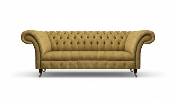 Chesterfield Gelbe Sitzcouch Wohnzimmer Dreisitzer Luxuriöse Edle Möbel