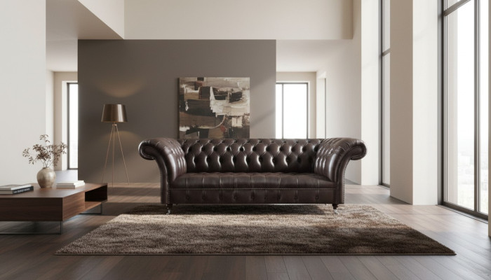 Chesterfield Ledermöbel Luxuriöser Dreisitzer Wohnzimmer Edle Couchen