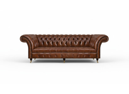 Braune Chesterfield Ledercouch Edle Couchen 3-Sitzer Wohnzimmer Möbel