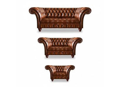 Hochwertige Chesterfield Garnitur Couchgarnitur 2x Sofas Polster Sessel