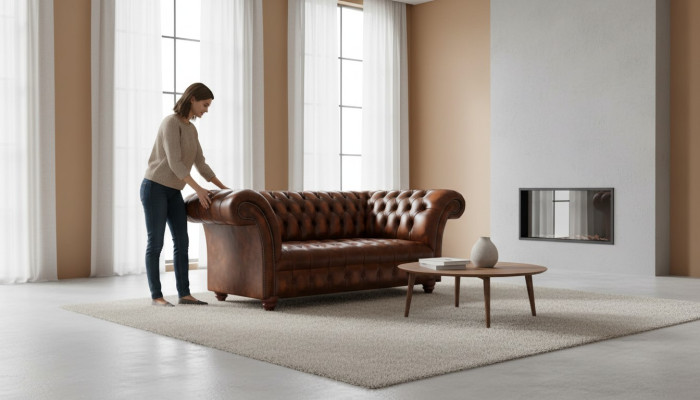 Edle Chesterfield Couchen Braune Wohnzimmer Leder Sitzcouch Textilsofa