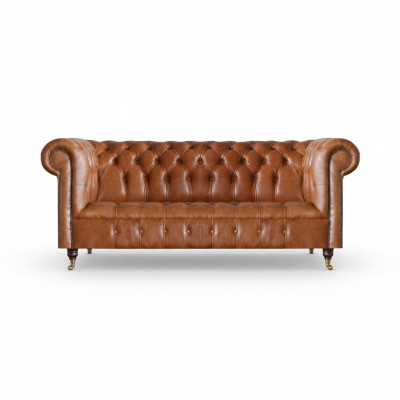 Chesterfield Leder Sitzmöbel Brauner Dreisitzer Wohnzimmer Edle Sofas