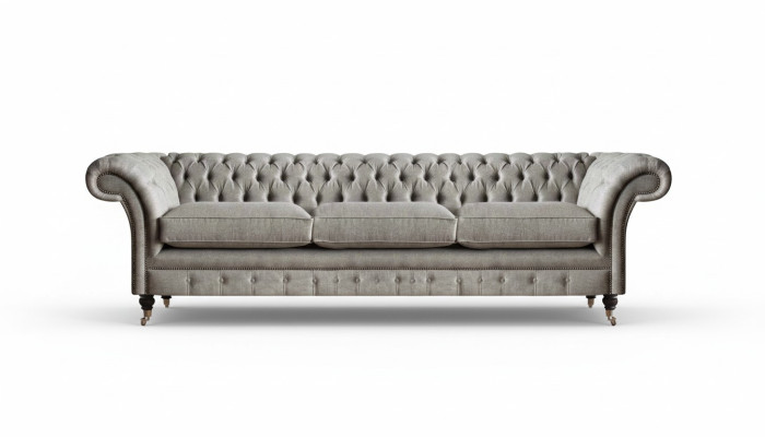 Chesterfield Grauer Dreisitzer Wohnzimmer Polstersofas Designer Couchen