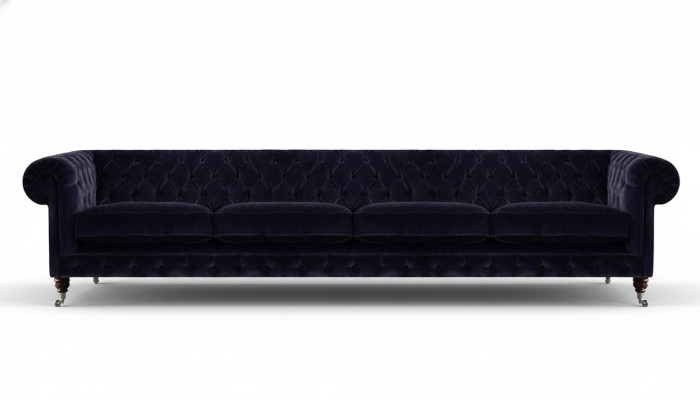Chesterfield Dunkelblaue 4-Sitzer Couch Wohnzimmer Polster Sitzmöbel