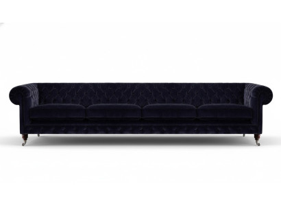 Chesterfield Dunkelblaue 4-Sitzer Couch Wohnzimmer Polster Sitzmöbel