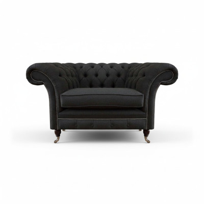Luxuriöser Schwarzer Chesterfield Einsitzer Wohnzimmer Polster Sessel