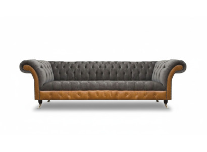 Luxuriöser Chesterfield 4-Sitzer Designer Viersitzer Textil Couch Sofas