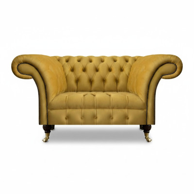 Chesterfield Designer Zweisitzer Sofa Couch Wohnzimmer Luxus Gelb Polstersofa