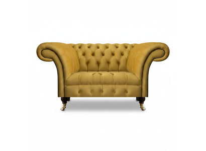 Chesterfield Designer Zweisitzer Sofa Couch Wohnzimmer Luxus Gelb Polstersofa