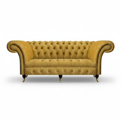 Chesterfield Luxus Möbel Dreisitzer Sofa Couch Textil Polstersofa  Wohnzimmer