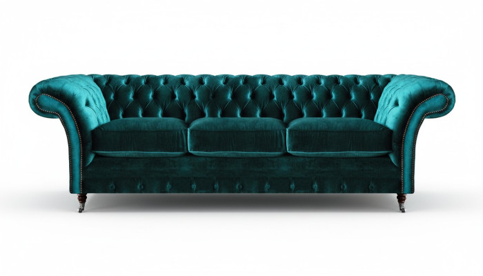 Wohnzimmer Grün Dreisitzer Sofa Couch Textil Möbel Polstersitz Möbel