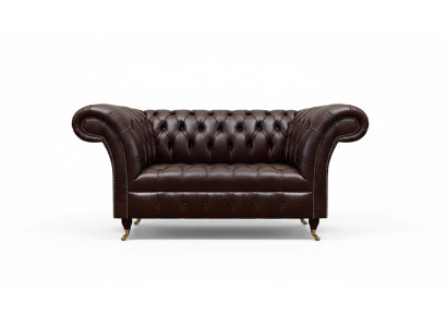 Braunes Chesterfield Ledersofa Designer Kunstledercouchen Zweisitzer