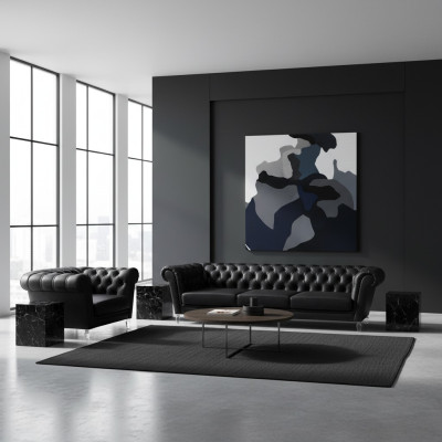 Moderne Schwarze Chesterfield Polstermöbel Exklusives Ledersofa Sessel