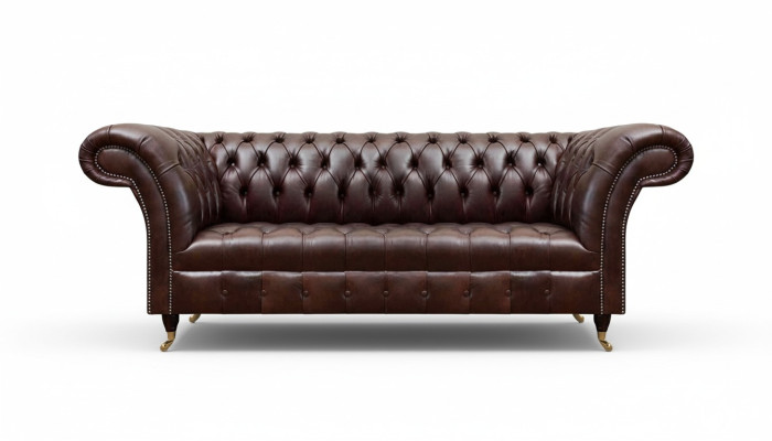 Braune Chesterfield Kunstleder Couch Designer Sitzsofa Wohnzimmer Möbel