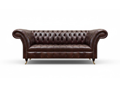 Braune Chesterfield Kunstleder Couch Designer Sitzsofa Wohnzimmer Möbel