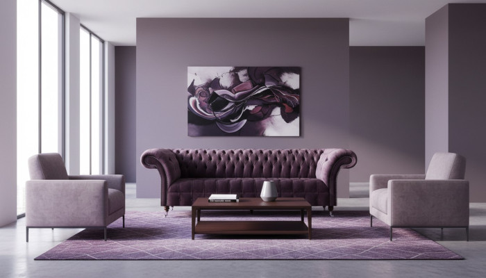 Lila Chesterfield Wohnzimmer Viersitzer Designer Polstercouch Edle Möbel