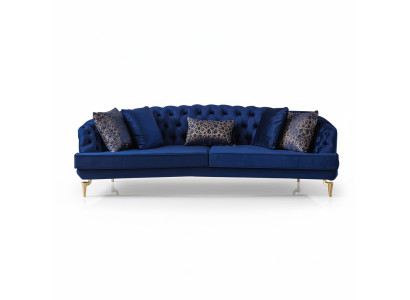 Blaue Wohnzimmer Chesterfield Sofagarnitur Luxus Polstersofas 4x Sitzer