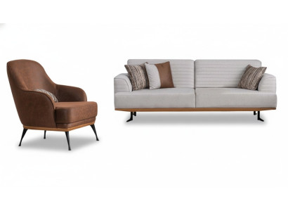 Luxus 2tlg Sofagarnitur Dreisitzer-Sofa und Sessel für das Wohnzimmer