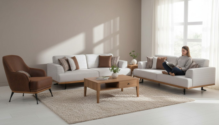 Luxus 3tlg Polstergarnitur Dreisitzer-Sofas & Sessel  für Wohnzimmer