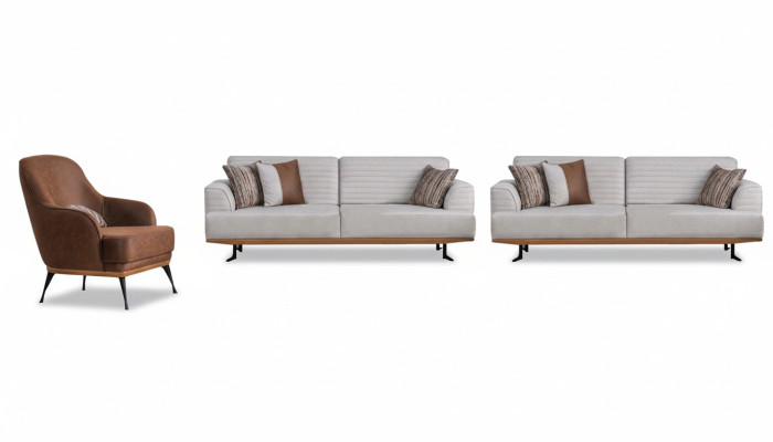 Luxus 3tlg Polstergarnitur Dreisitzer-Sofas & Sessel  für Wohnzimmer