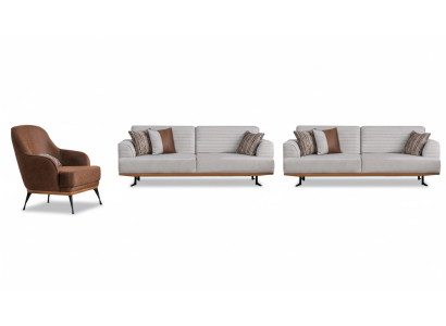Luxus 3tlg Polstergarnitur Dreisitzer-Sofas & Sessel  für Wohnzimmer