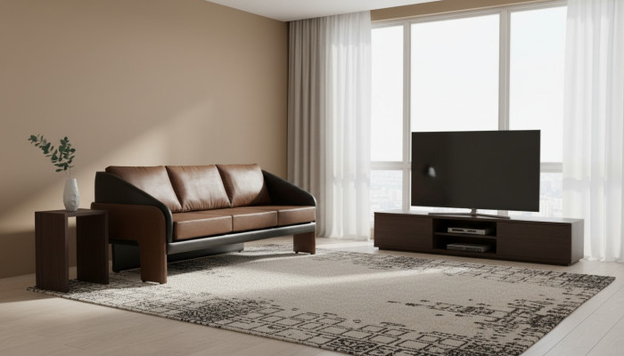 Braun-Schwarzer Dreistzer Exklusive Polstermöbel Designer Ledercouch