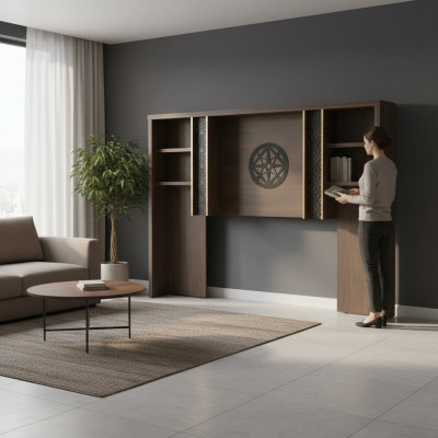 Arbeitszimmer Schrank Regale Bücherregal Modern Design Braun Einfarbig